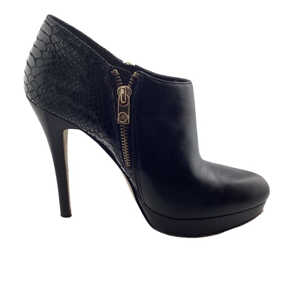 Michael Michael Kors Black Leather & Python York Ankle Boots Size 7 Booties - Picture 1 of 11